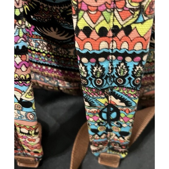 Sakroots Rockaway Backpack Aqua One World Peace Print Coated Canvas Boho Bag - Picture 12 of 16